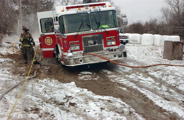 Engine 414 at barn fire on the Kenyon Farm 2./28/2010